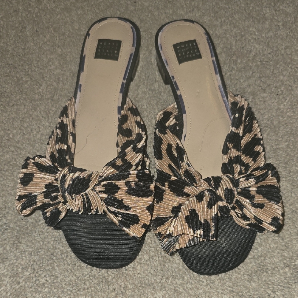 WHBM Leoopard Print Bow Women's Sandals, Sz9